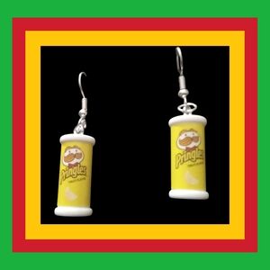 Yellow and White Beer Mug Earrings for Festive Occasions